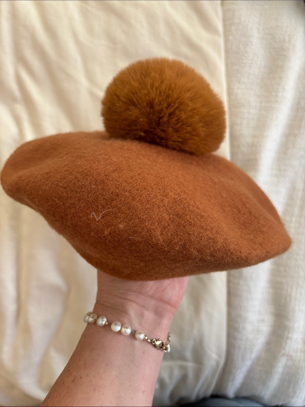 Madewell - Womens Pom-Pom Wool Beret - Rust Brown